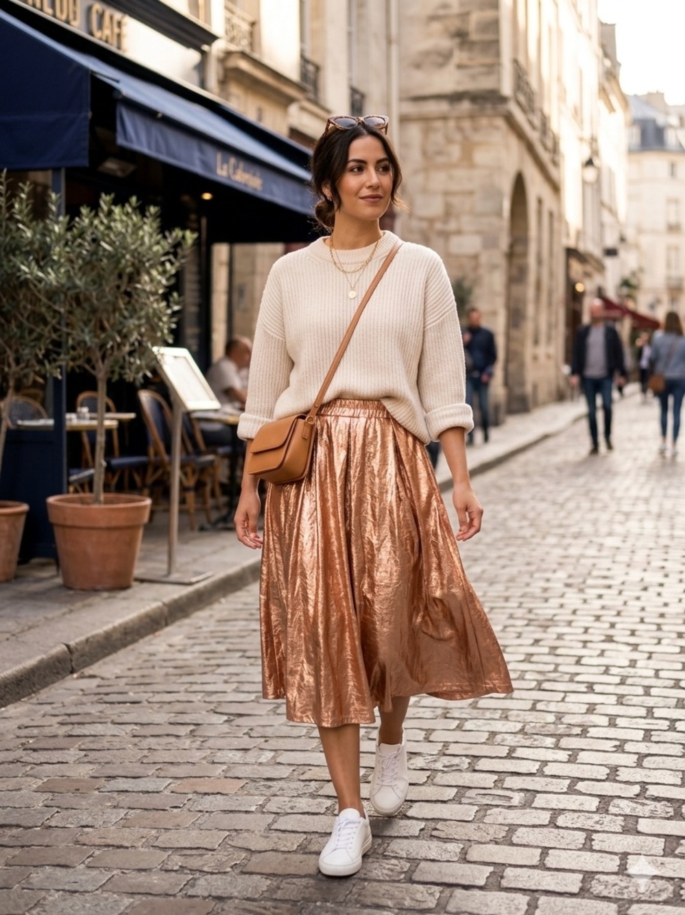 Anthropologie Moulinette Soeurs Foil Copper Metallic Pleated Skirt